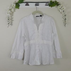 Atlast Classics sz:L Sheer Floral Button Blouse